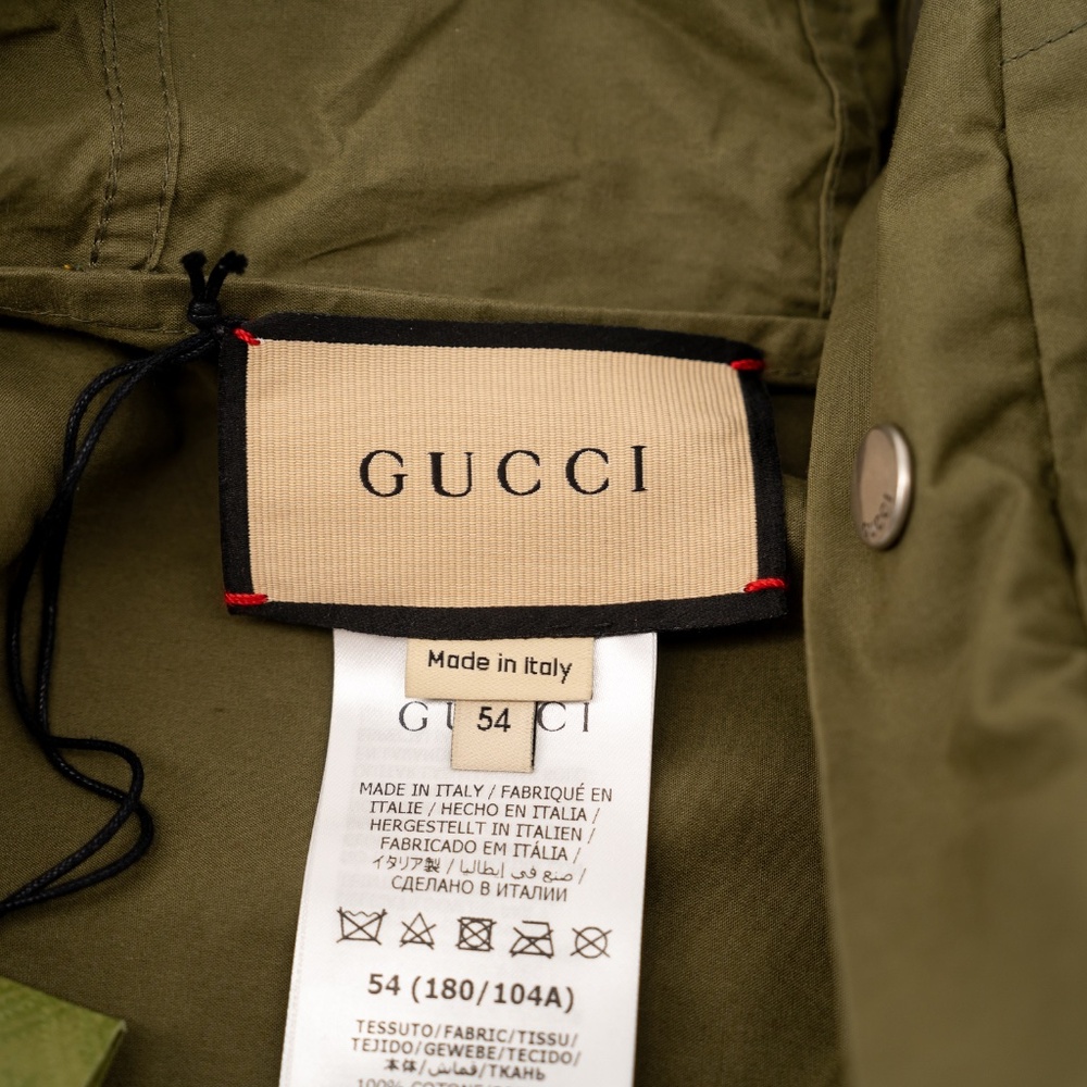 size 54 XXL - Gucci Waxed cotton adjustable length jacket Hooded Parka Green - Picture 9 of 12